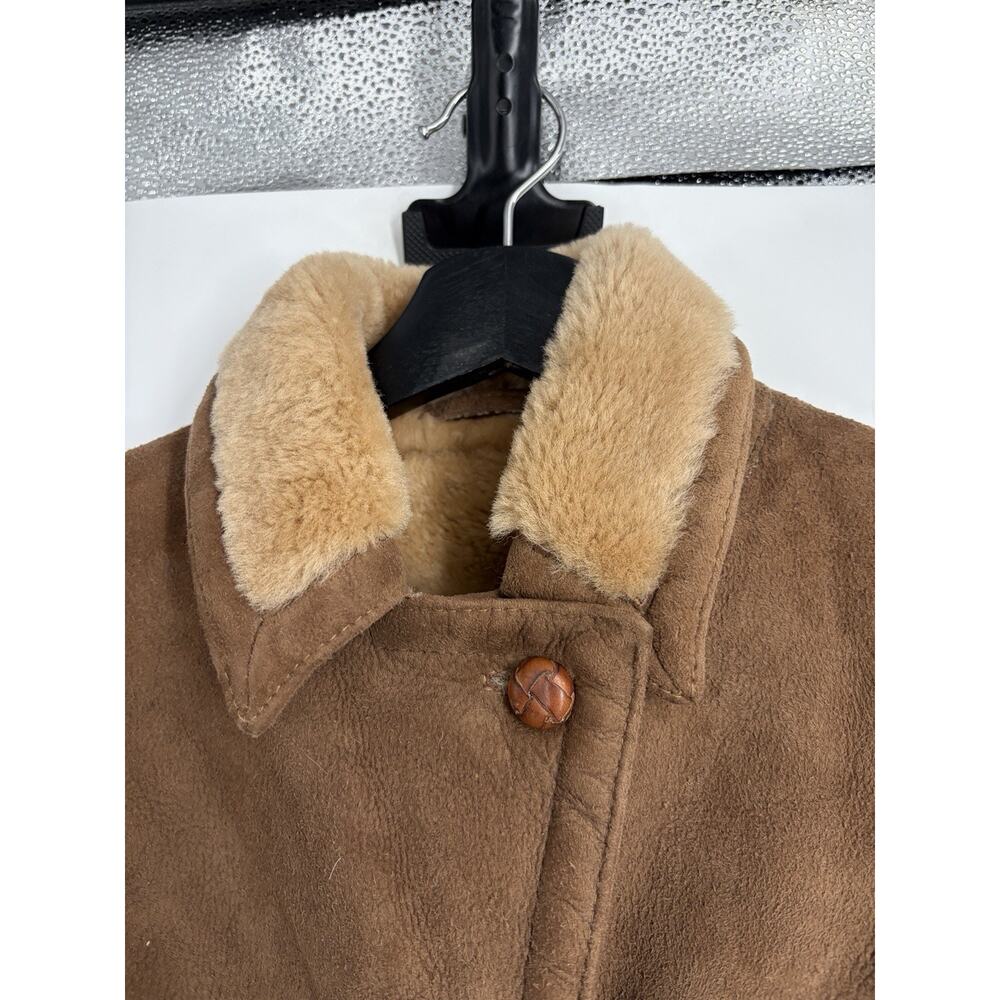 Bloomingdale’s Sawyer Napa Leather Fur Coat Women’s Size 10 Shearling Lined - Picture 2 of 8